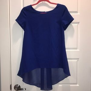 Royal blue blouse.